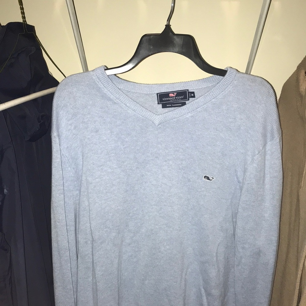 Light blue V neck sweater